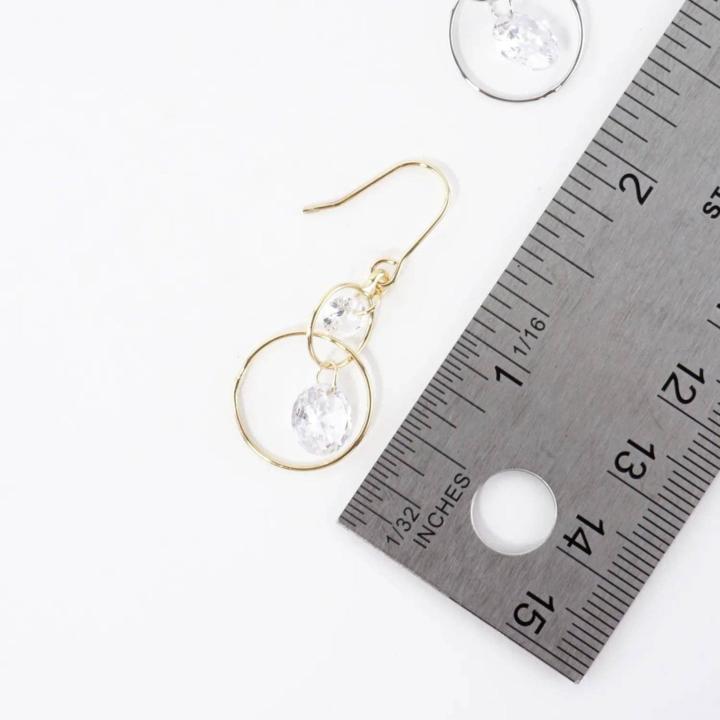 2 Tier Gold Dipped CZ Ring Earrings