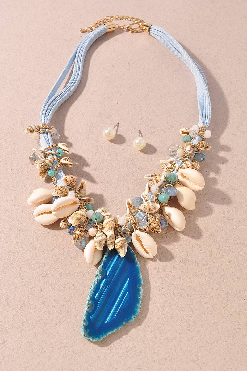 Blue Agate Cluster Necklace