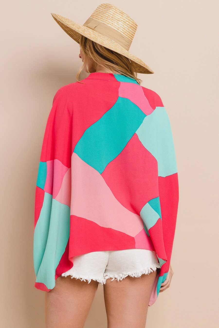 Vibrant Geo Printed Poncho (REG)