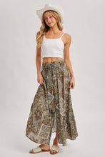 Boho Print Tiered Maxi Skirt in Mocha (REG)
