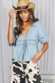 Amie V-Neck Light Denim Top (REG)