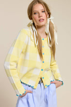 Plaid Cardigan w/ Heart Buttons in Lemon (REG)