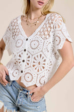 White Open-Knit Floral Cardigan Top (REG)