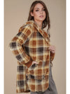 Faux Fur Plaid Jacket in Camel (PLUS)
