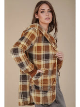Faux Fur Plaid Jacket in Camel (PLUS)