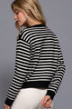 Button Shoulder Striped Top in Black (REG)