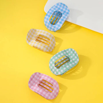Lay Flat Gingham Claw Clip