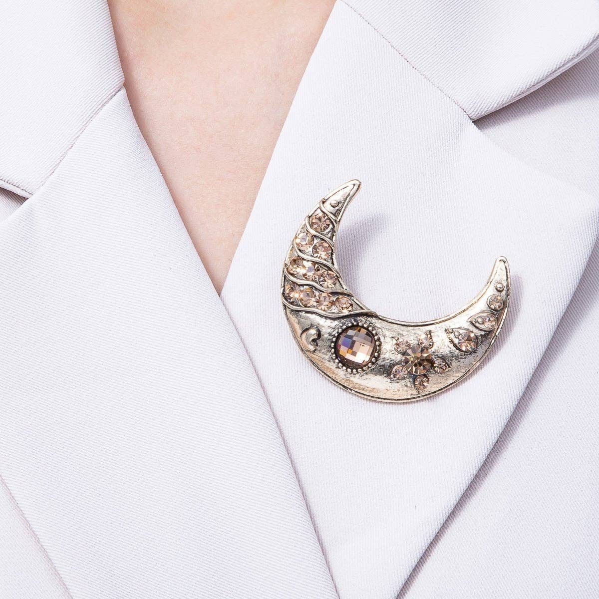 Celestial Crescent Moon Brooch