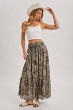 Boho Print Tiered Maxi Skirt in Mocha (REG)