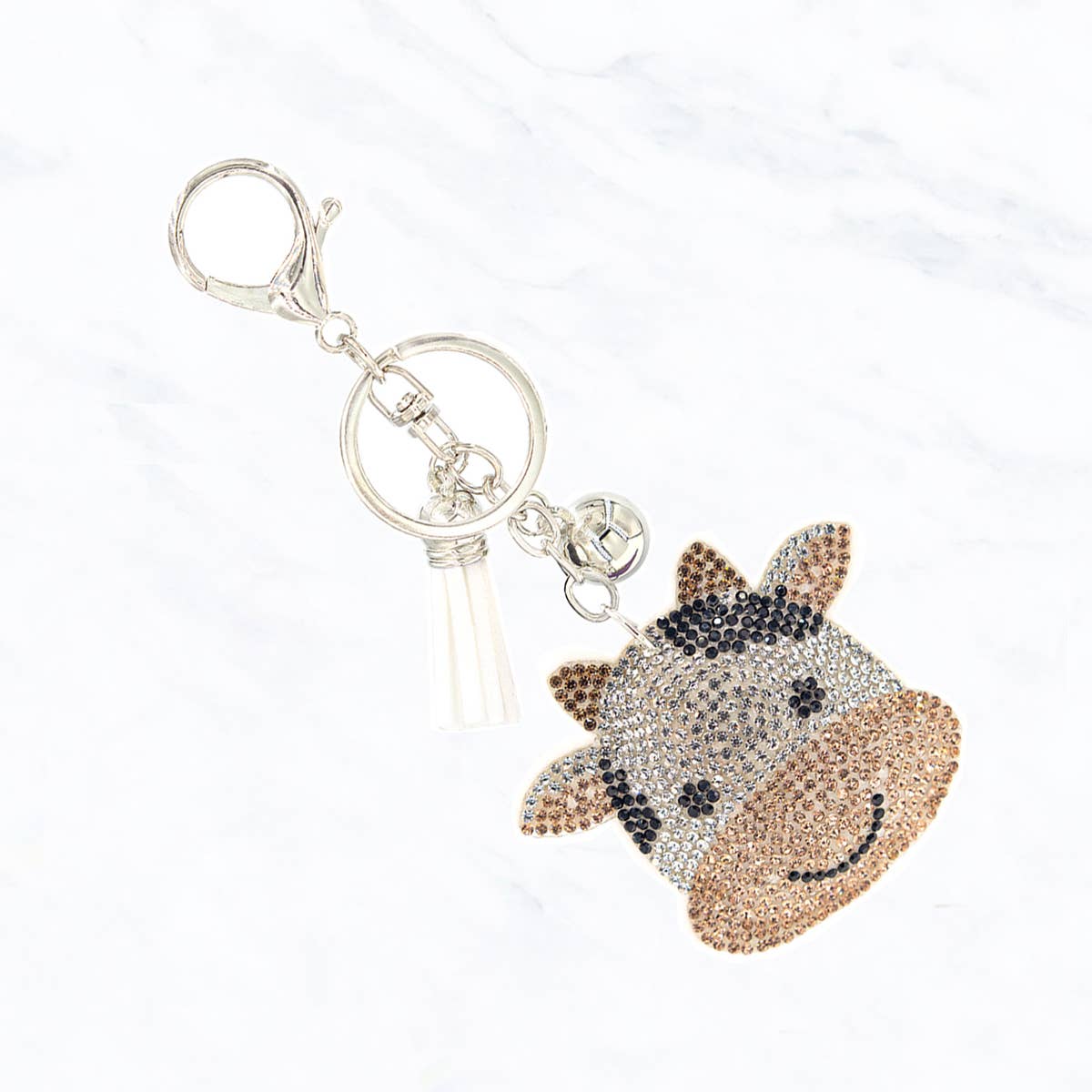 Glitter Cow Face Keychain