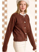 Marble Button Fuzzy Cardigan in Brick (REG)