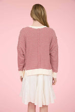 Exposed Seam Striped Top in Red (REG)