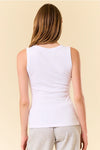 V-Neck Button Collar Tank Top in Off White (REG)
