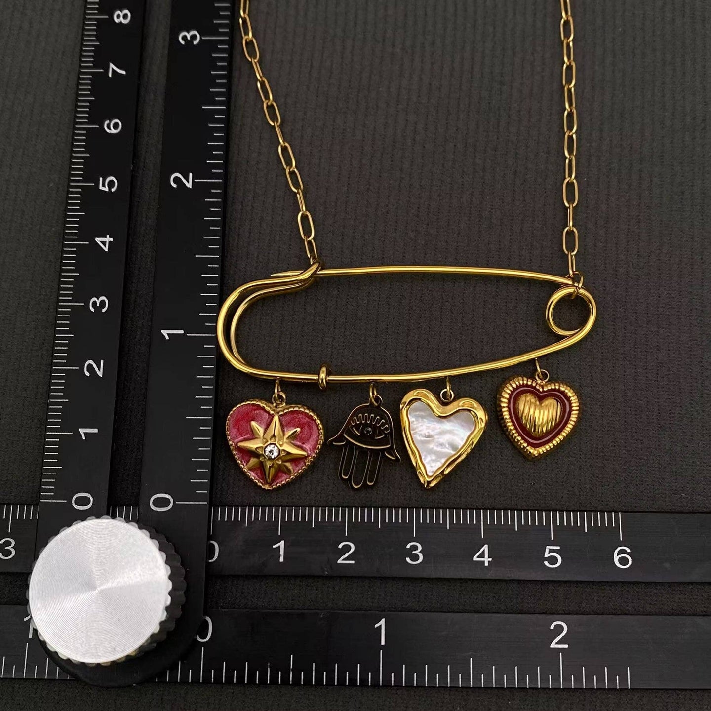 18K Gold Plated Pin Charm Necklace