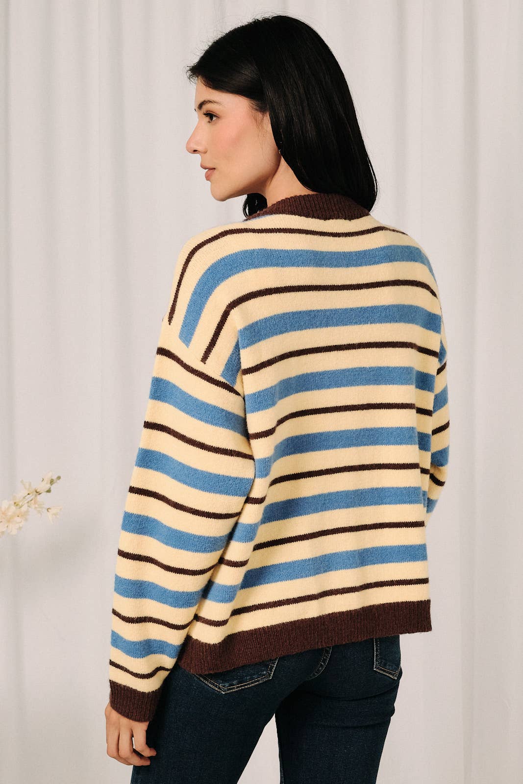 Blue/Yellow/Brown Striped Cardigan (REG)