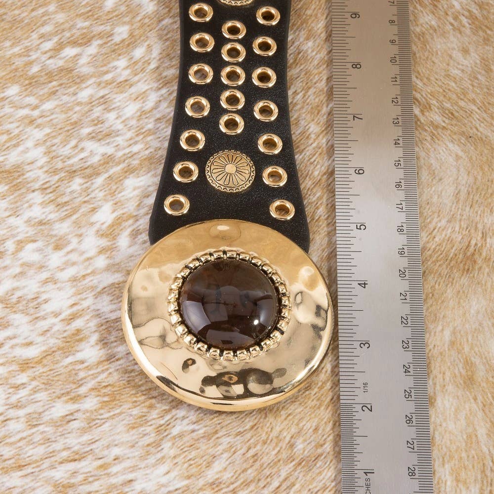 Hammered Circle Studded Belt