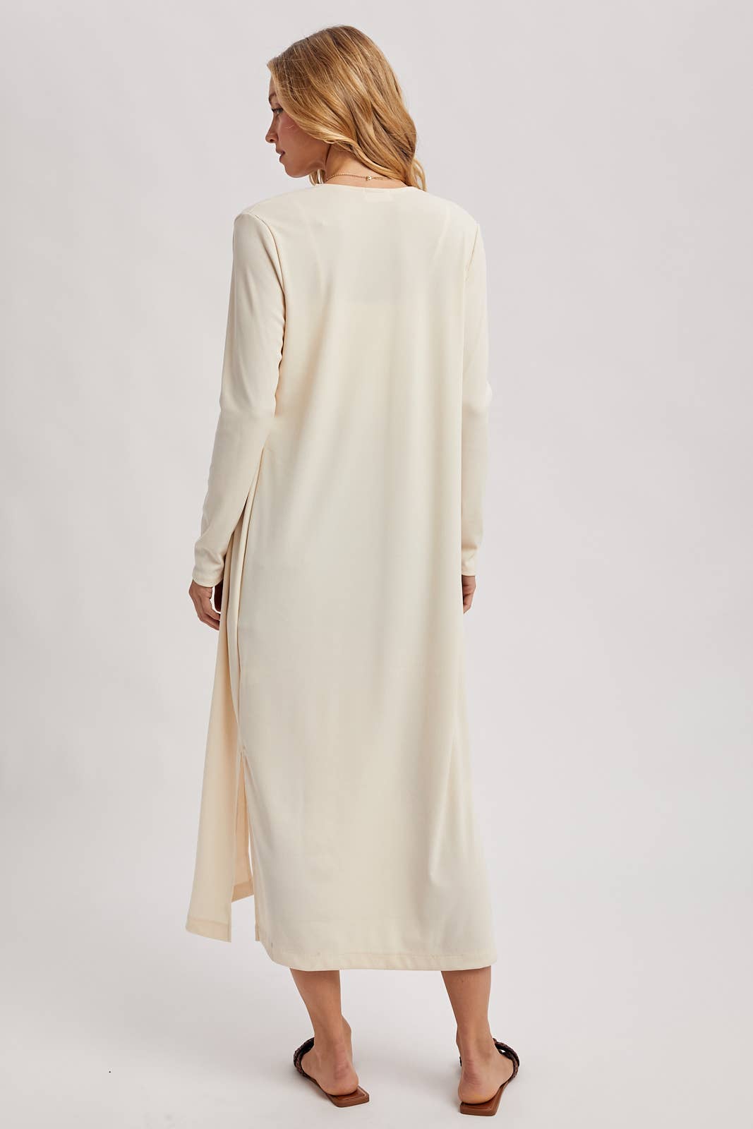 Ribbed Knit Maxi Cardigan in Vanilla (REG)