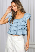 Ruffle Tiered Chambray Top (REG)