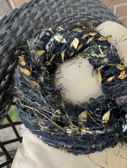 Handmade Black and Gold Scarf