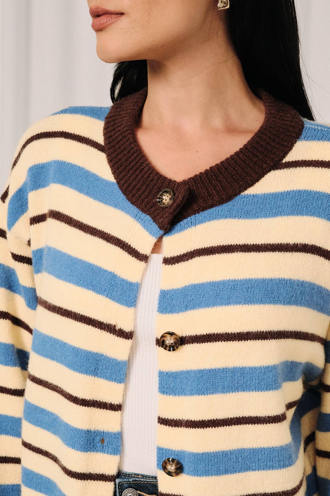 Blue/Yellow/Brown Striped Cardigan (REG)