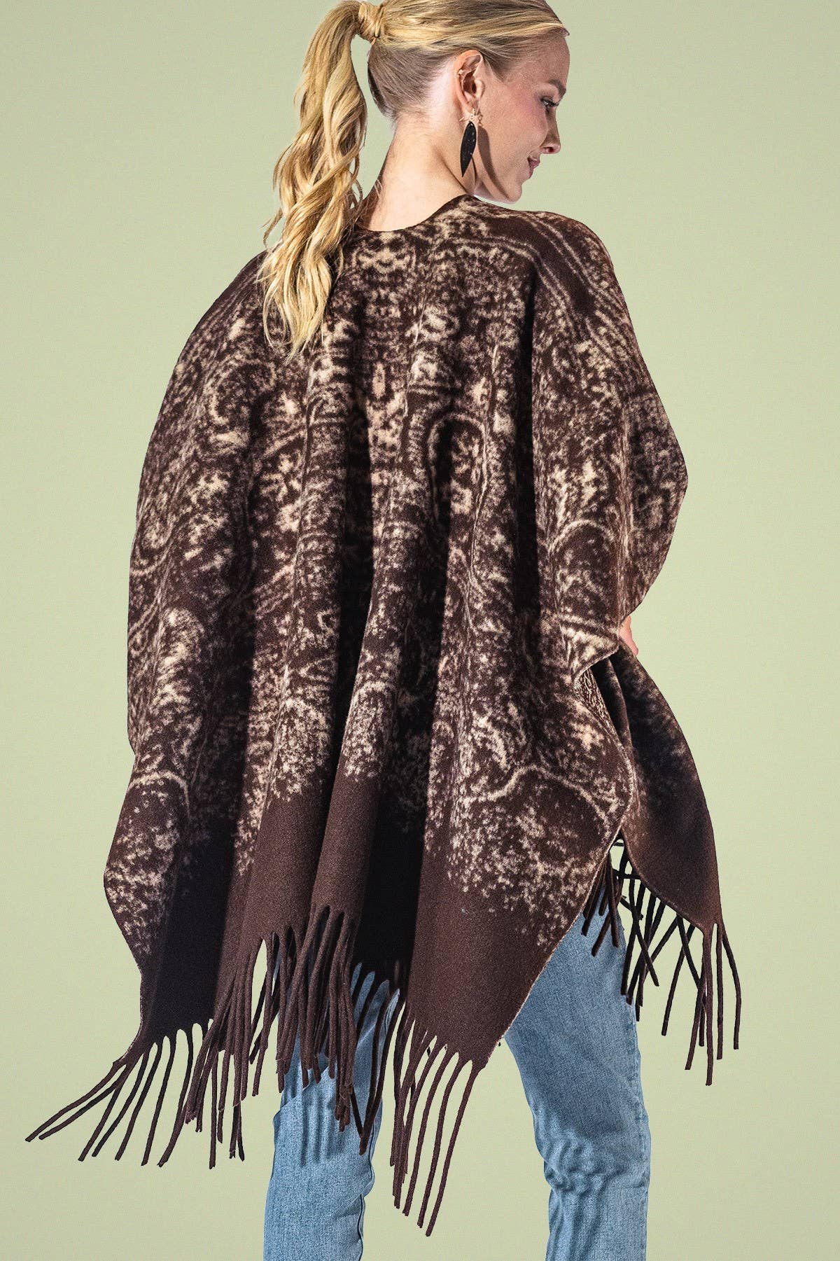 Yarn Dyed Paisley Fringe Ruana
