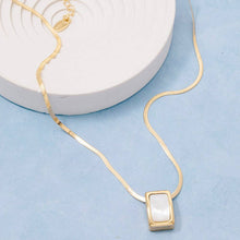 Stainless Steel Rectangle Pearl Necklace