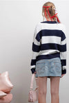 Tasha Cable Knit Sweater in Navy (REG)