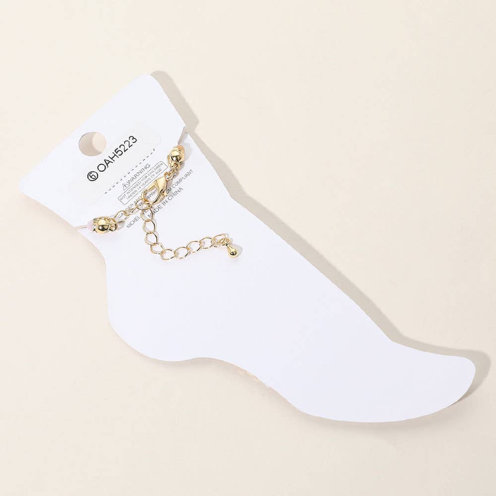 CZ Stone Paperclip Layer Anklet