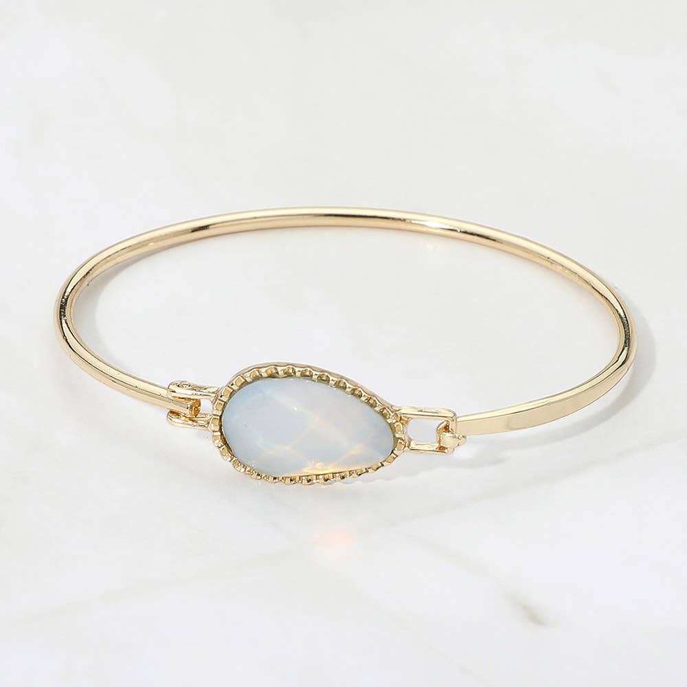 Oval Stone Bangle Bracelet