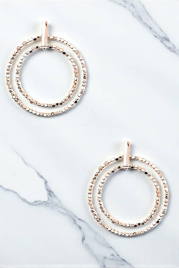 Double Ring Beaded Drop Earrings