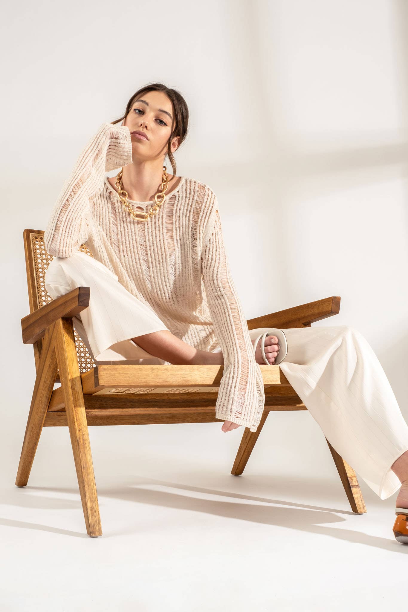 Champagne Ladder Knit Sweater (REG)