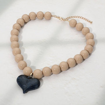 Chunky Heart Beaded Necklace