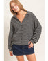 Striped Collar Sweatshirt in Black (REG)