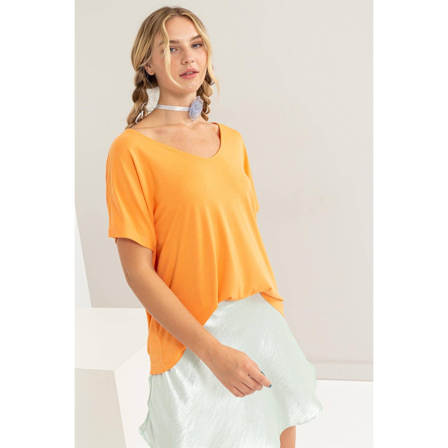 Orange V-Neck Dolman Top (REG)