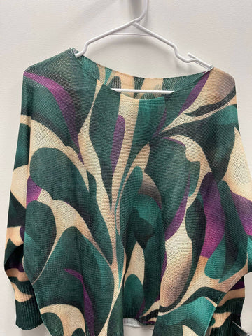 Green Abstract Printed Sweater (REG)