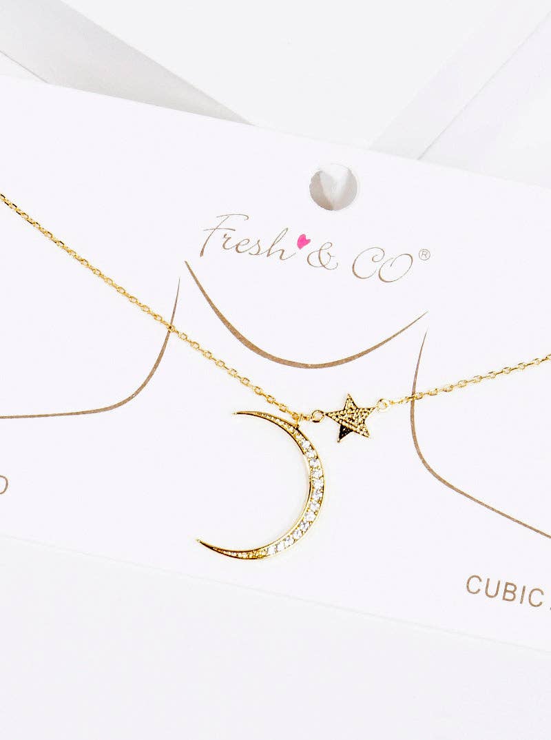 18K CZ Celestial Moon Necklace