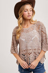 Classy Crochet Lace Top in Latte (REG)
