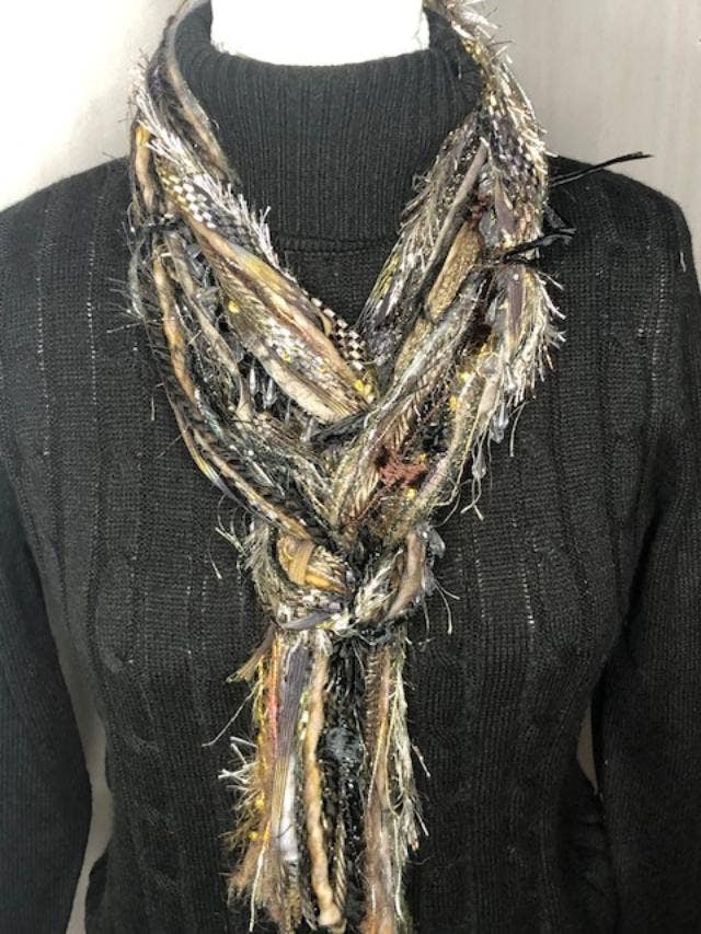 Handmade Dark Gold & Pewter Scarf