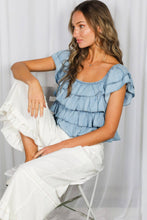 Ruffle Tiered Chambray Top (REG)