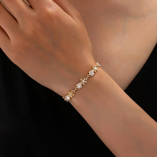 Pearl and Rhinestone Flower Bracelet