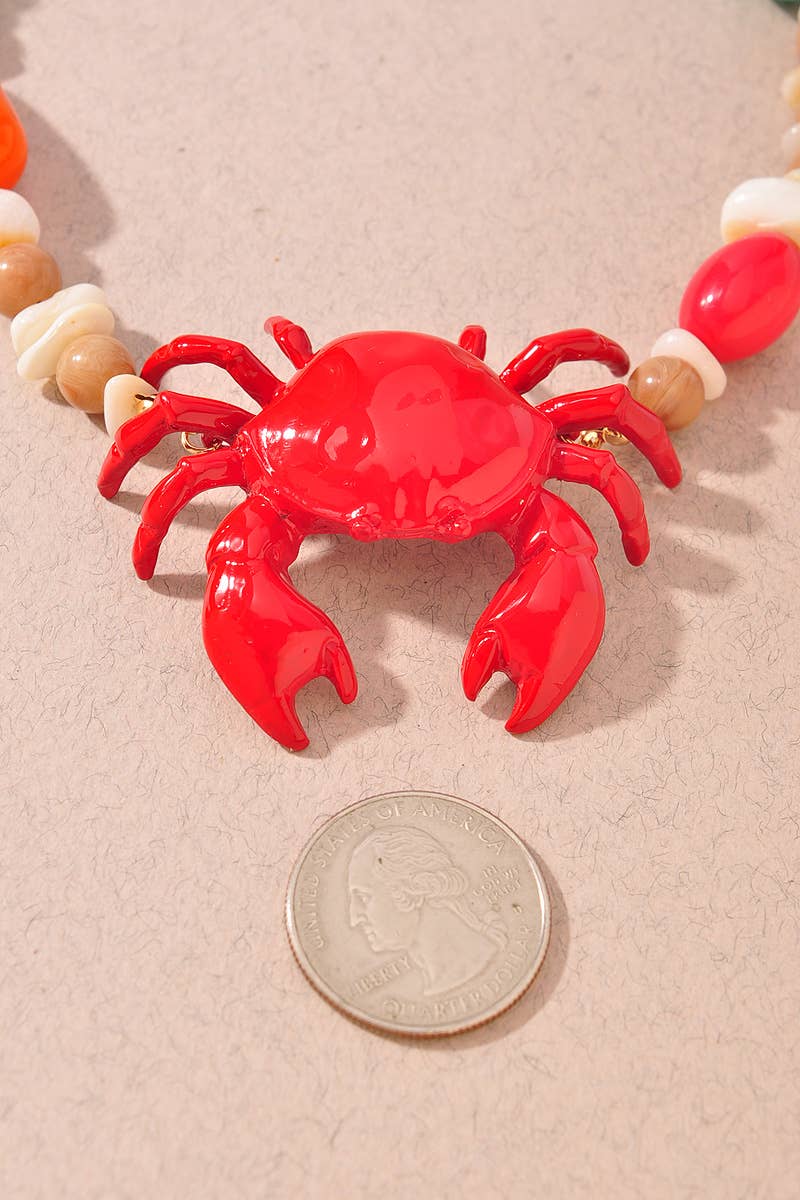 Sea Beaded Crab Necklace