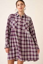 Plaid Button Down Mini Dress in Navy (REG)