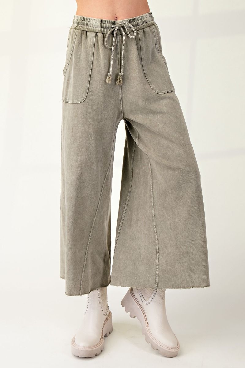 Wide Leg Terry Sweat Pants in Ash (REG/PLUS)