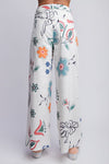 Floral Printed Twill Pants in White