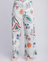 Floral Printed Twill Pants in White