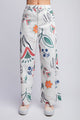 Floral Printed Twill Pants in White