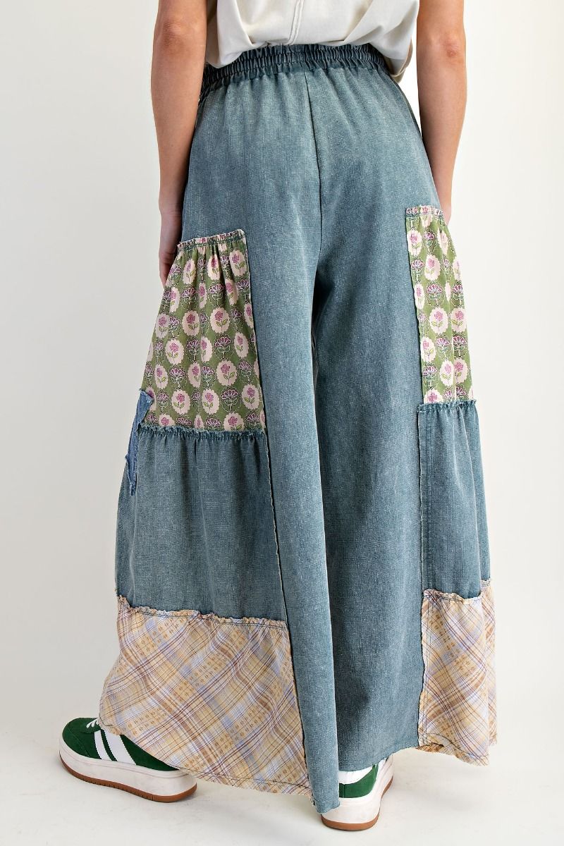 Denim Patchwork Drawstring Pants (REG)