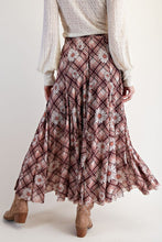 Plaid Flower Mesh Maxi Skirt (REG)