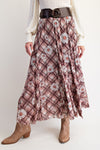 Plaid Flower Mesh Maxi Skirt (REG)