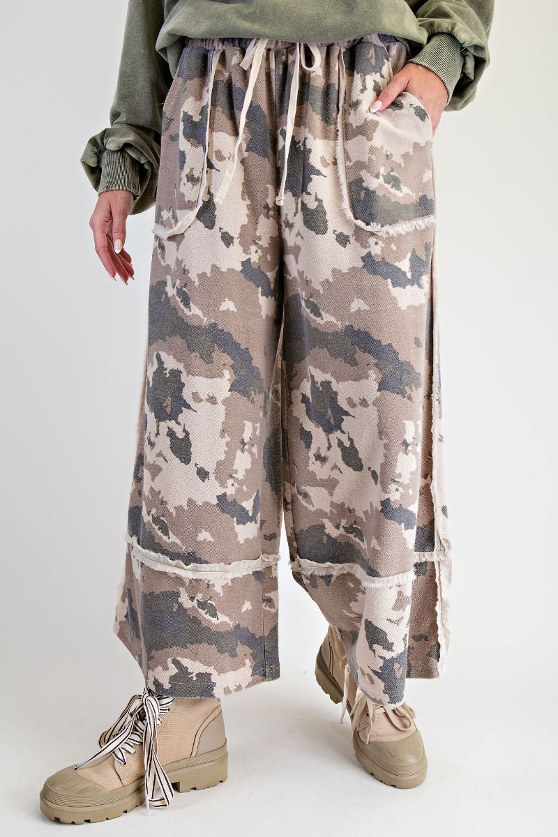 Camo Terry Wide Leg Pants (REG)